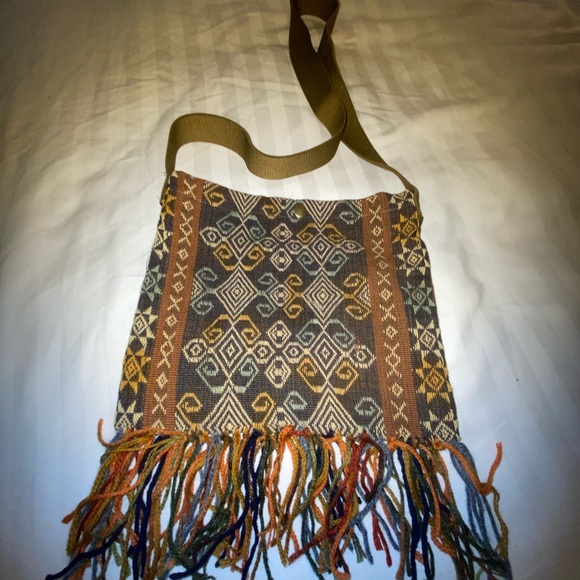 Handbags - Boho vintage  Fringe Crossbody Bag in Multicolor Geometric Pattern